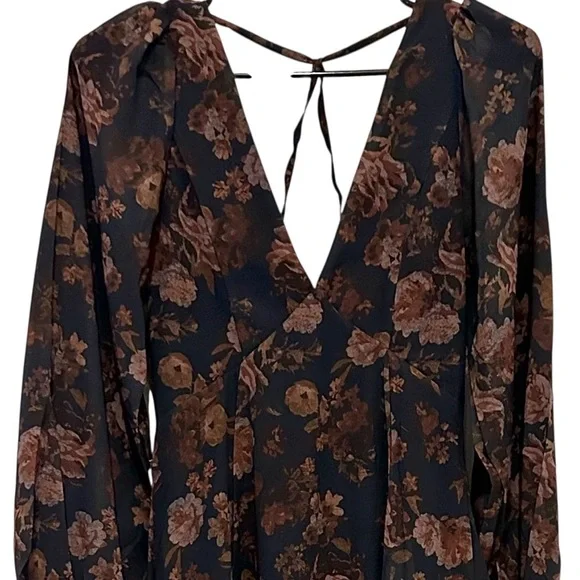 Joyfolie Women’s Crystal Maxi Boho Dress Navy Floral XXS NWT - Picture 9 of 12